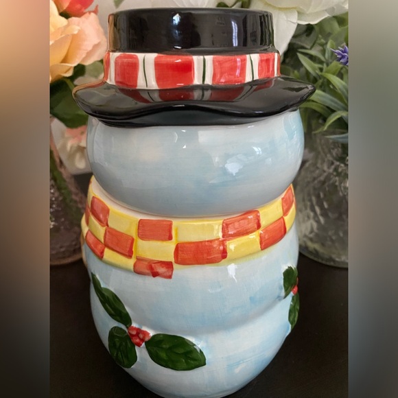 ☃️ VINTAGE COLLECTIBLE CERAMIC SNOWMAN COOKIE JAR! APPROX 9”x 6”. NEVER USED! - Picture 6 of 14